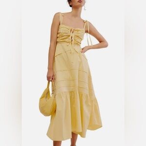 Free People Palma Midi Dress in Yellow Tansy (size: XS)